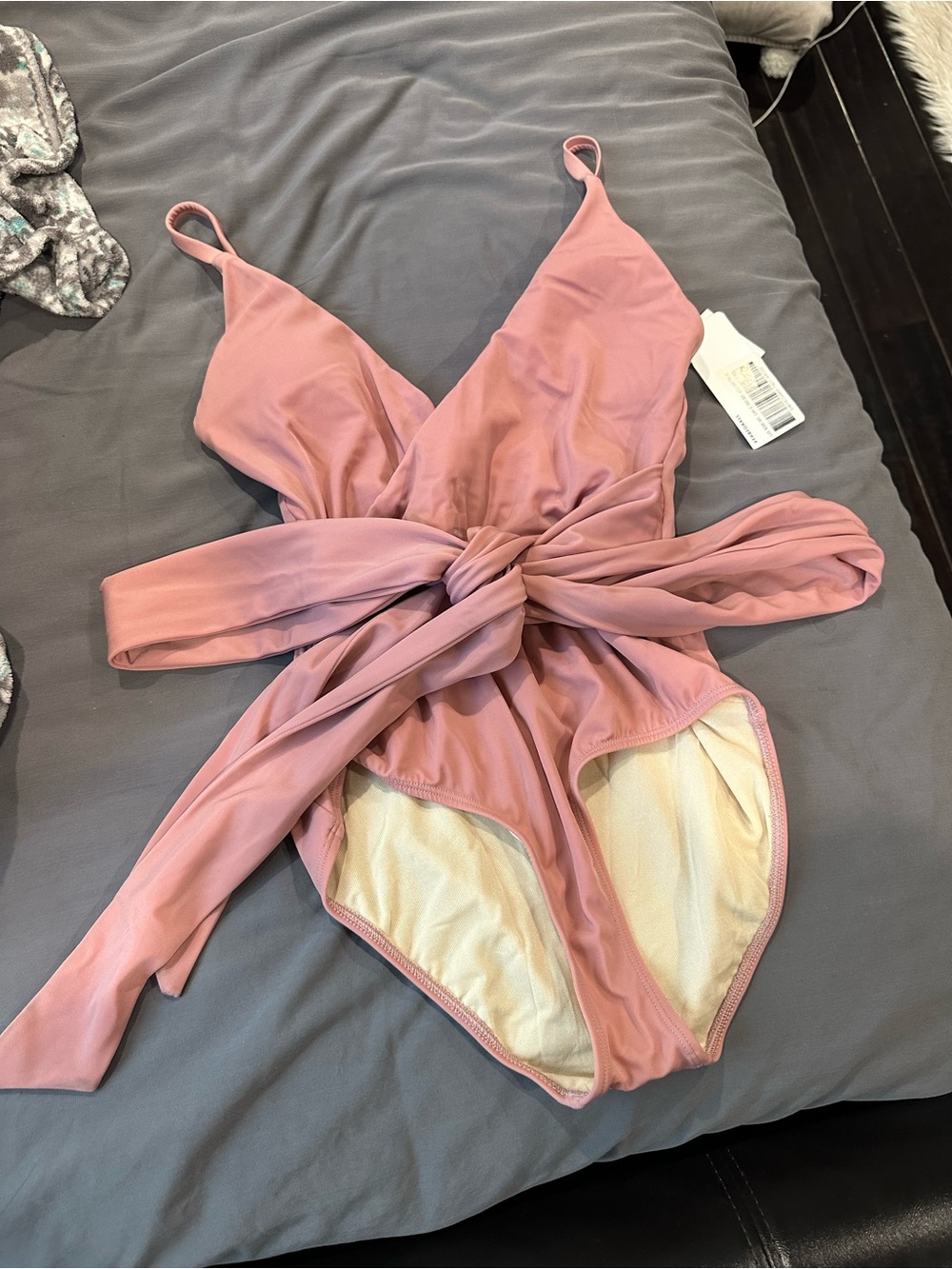 JustFab Dusty Rose One-Piece Swimsuit with Waist Tie